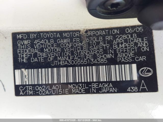2005 LEXUS ES 330 JTHBA30G555134385 Photo 8