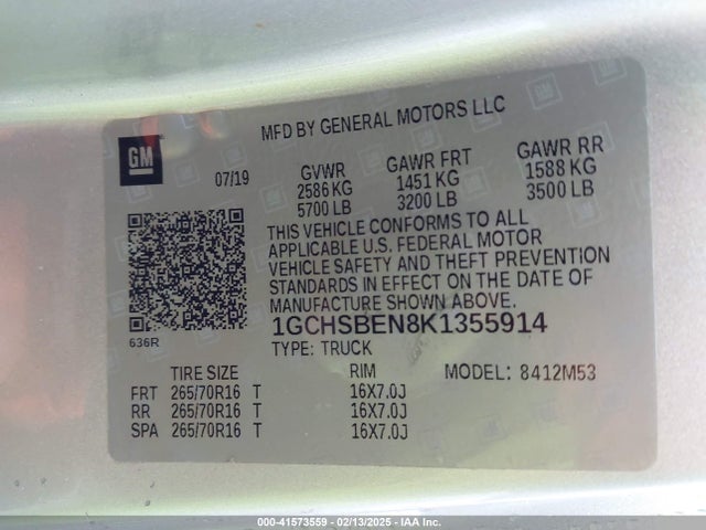 1GCHSBEN8K1355914 Chevrolet Colorado Wt