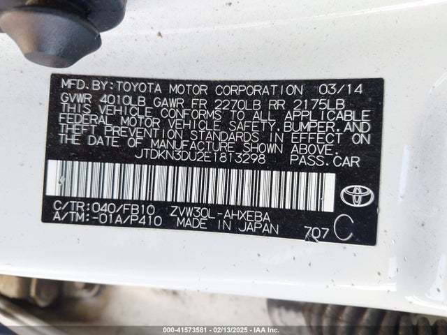 Toyota Prius Five/four/three/two 2014 JTDKN3DU2E1813298 Image 9
