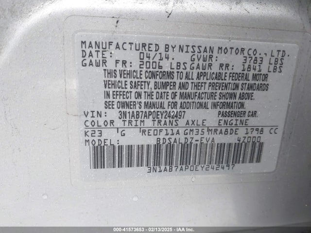 Nissan SENTRA SV 2014 3N1AB7AP0EY242497 Image 9