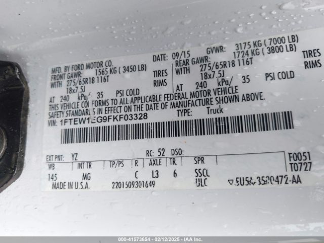 1FTEW1EG9FKF03328 Ford F-150 Xlt