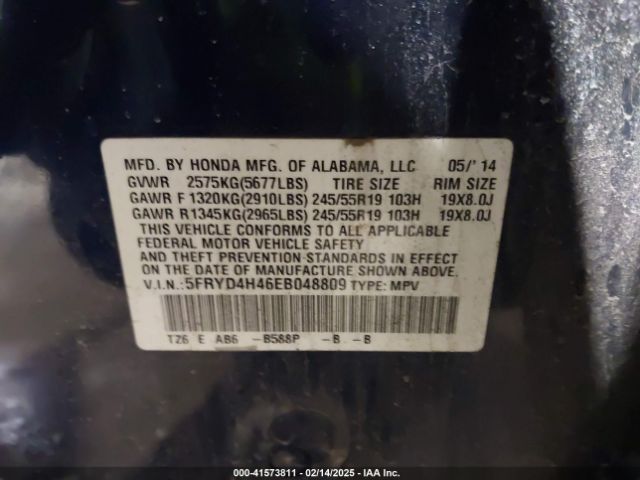 5FRYD4H46EB048809 Acura Mdx Technology Package