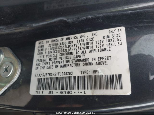 5J8TB3H51FL000283 Acura RDX