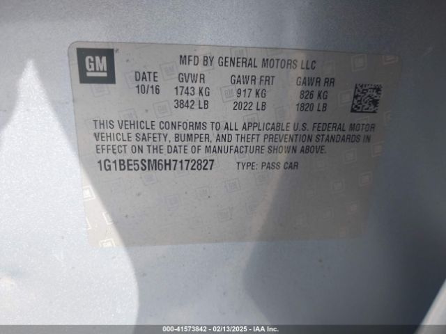 1G1BE5SM6H7172827 Chevrolet Cruze Lt Auto