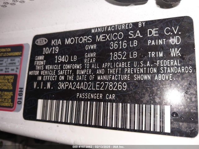 3KPA24AD2LE278269 KIA RIO S