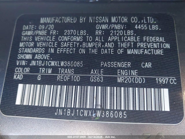 JN1BJ1CWXLW386085 Nissan Rogue Sport S Awd Xtronic Cvt