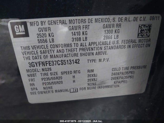 2012 CADILLAC SRX 3GYFNFE37CS513142 Photo 8
