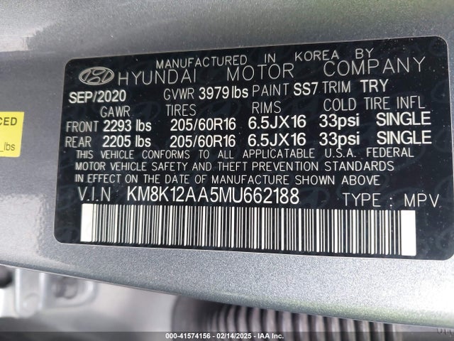 KM8K12AA5MU662188 Hyundai Kona Se