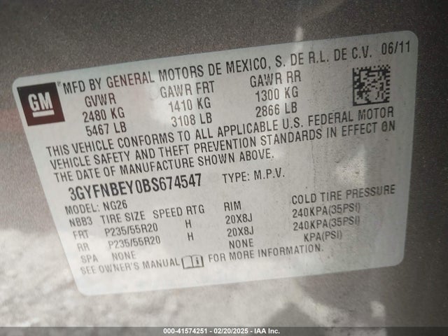 2011 CADILLAC SRX 3GYFNBEY0BS674547 Photo 8