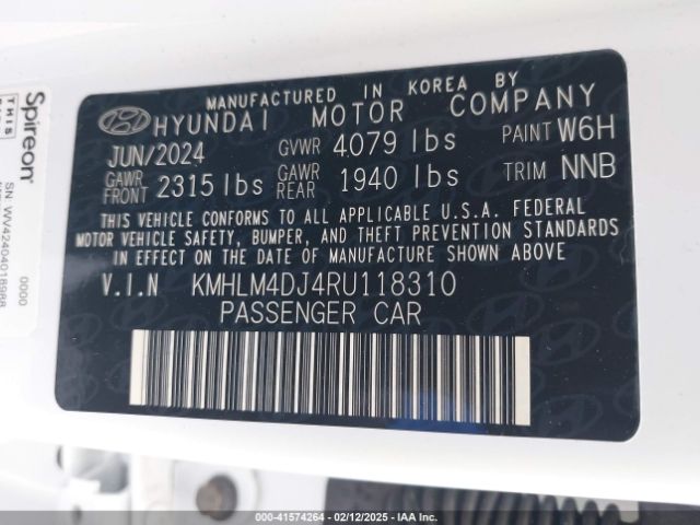 KMHLM4DJ4RU118310 Hyundai Elantra Hybrid Blue