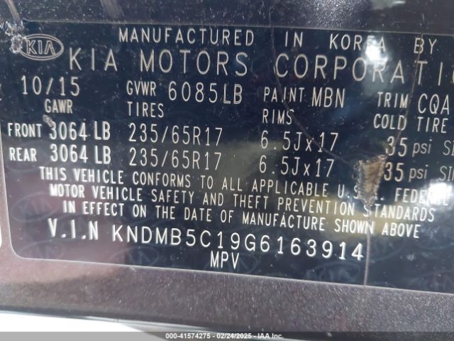 KNDMB5C19G6163914 KIA SEDONA LX