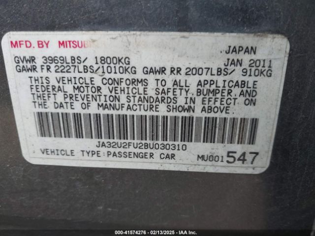 2011 MITSUBISHI LANCER JA32U2FU2BU030310 Photo 8