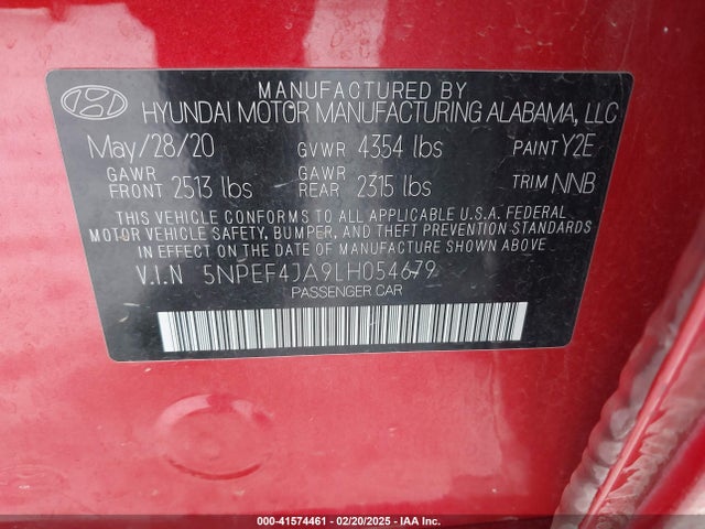 Hyundai SONATA SEL 2020 5NPEF4JA9LH054679 Image 9