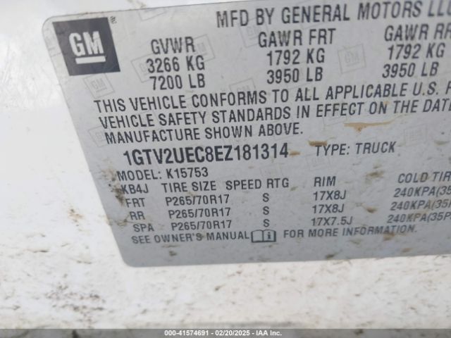 1GTV2UEC8EZ181314 GMC Sierra 1500 Sle
