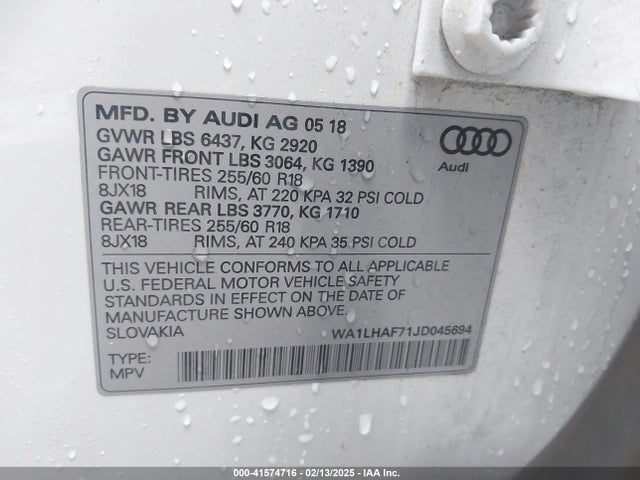 2018 AUDI Q7 WA1LHAF71JD045694 Photo 8