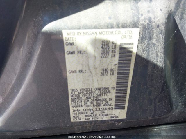 1N4AL3AP6HC119440 Nissan Altima 2.5/2.5 S/2.5 Sl/2.5 Sr/2.5 Sv