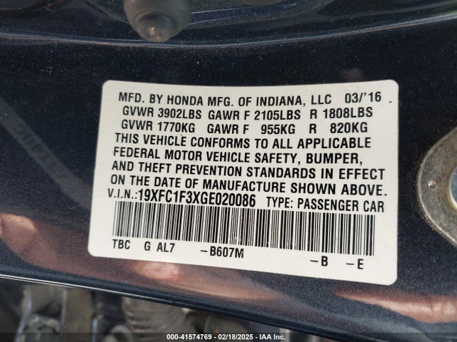 Honda Civic Ex-t 2016 19XFC1F3XGE020086 Image 9