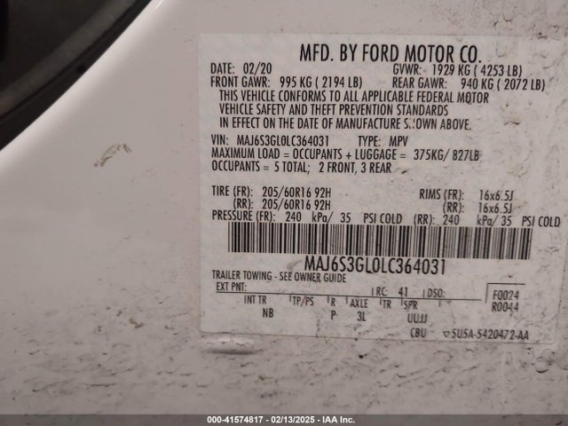 MAJ6S3GL0LC364031 Ford Ecosport Se