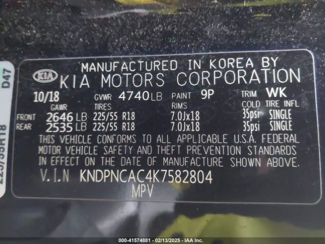 KNDPNCAC4K7582804 KIA Sportage Ex