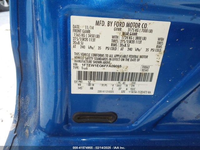 1FTEW1EG6FFA09095 Ford F-150 Lariat