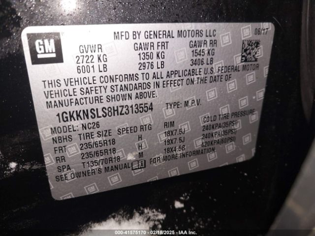 1GKKNSLS8HZ313554 GMC Acadia Sle-2