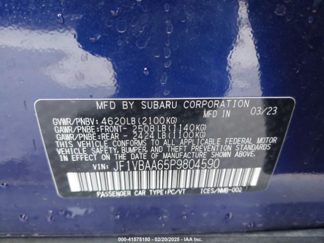 JF1VBAA65P9804590 Subaru WRX