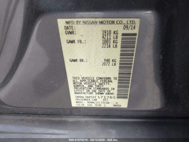 1N4AL3AP1FC171765 Nissan Altima 2.5 Sv