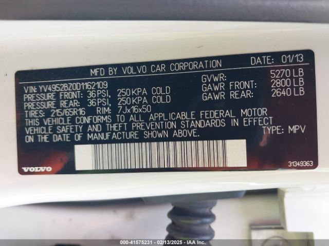 2013 VOLVO XC70 YV4952BZ0D1162109 Photo 8