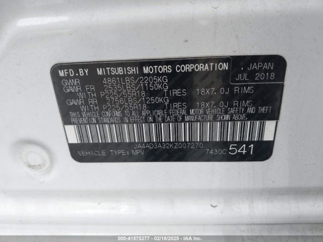 JA4AD3A32KZ007270 Mitsubishi Outlander Se