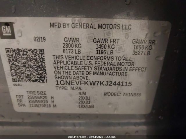1GNEVFKW7KJ244115 Chevrolet Traverse Ls