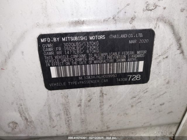 2020 MITSUBISHI MIRAGE ML32A3HJXLH009950 Photo 8