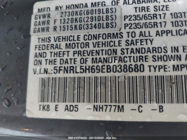 Honda Odyssey Ex-l 2014 5FNRL5H69EB038680 Image 9
