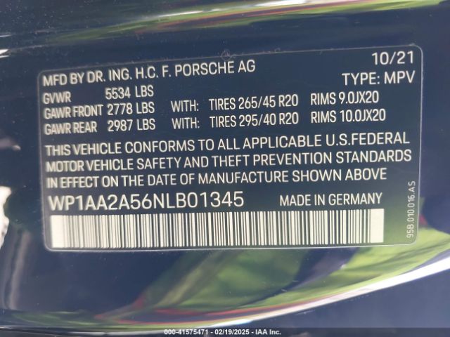 2022 PORSCHE MACAN WP1AA2A56NLB01345 Photo 8