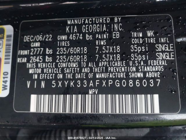 5XYK33AFXPG086037 KIA Sportage Ex