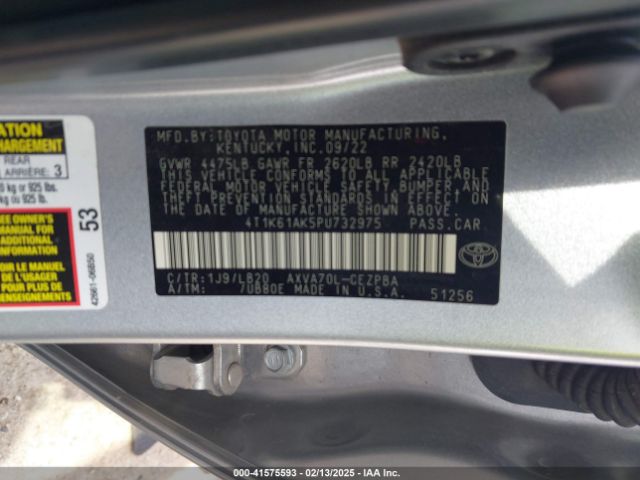 4T1K61AK5PU732975 Toyota CAMRY XSE