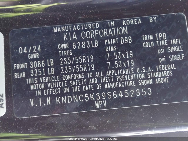 KIA Carnival Mpv Ex 2025 KNDNC5K39S6452353 Image 9