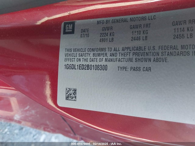 2011 CADILLAC CTS 1G6DL1ED2B0108300 Photo 8