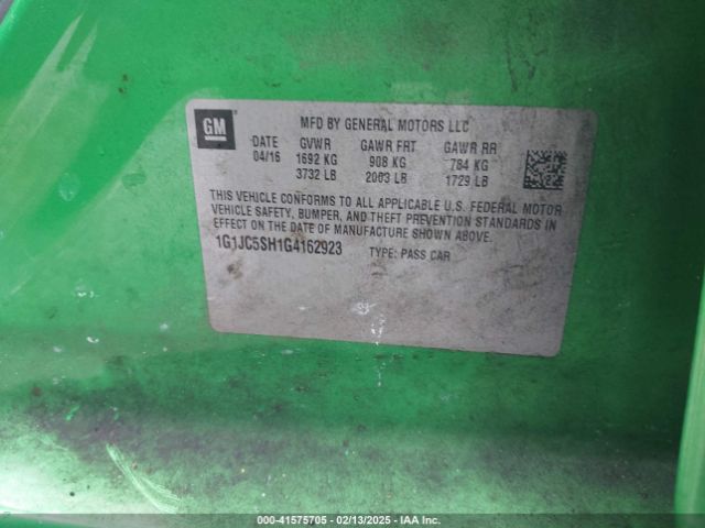 1G1JC5SH1G4162923 Chevrolet Sonic Lt Auto