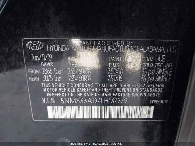 Hyundai Santa Fe Sel 2020 5NMS33AD7LH137279 Image 9