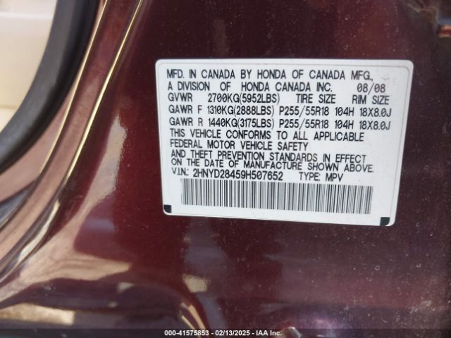 2009 ACURA MDX 2HNYD28459H507652 Photo 8