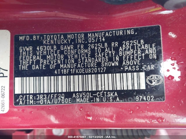Toyota CAMRY SE 2014 4T1BF1FK0EU820127 Image 9