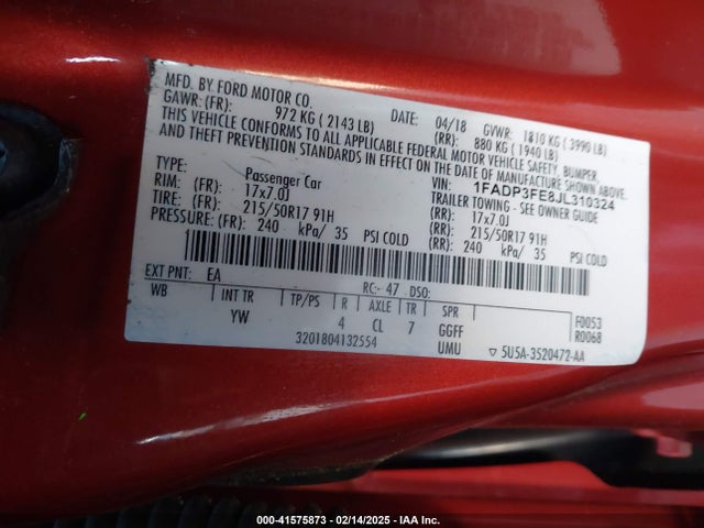 Ford FOCUS SE 2018 1FADP3FE8JL310324 Image 9