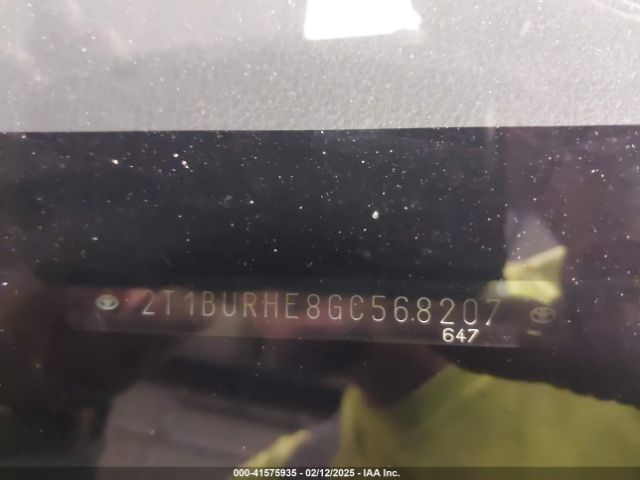 2T1BURHE8GC568207 Toyota Corolla S Plus
