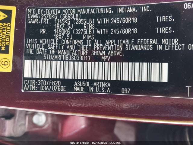 Toyota Highlander Le 2018 5TDZARFH8JS039813 Image 9