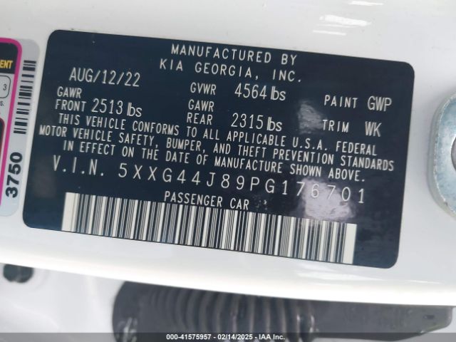 5XXG44J89PG176701 KIA K5 Gt
