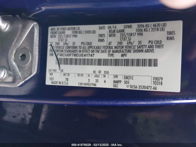 1FMCU0F78EUE41747 Ford ESCAPE S