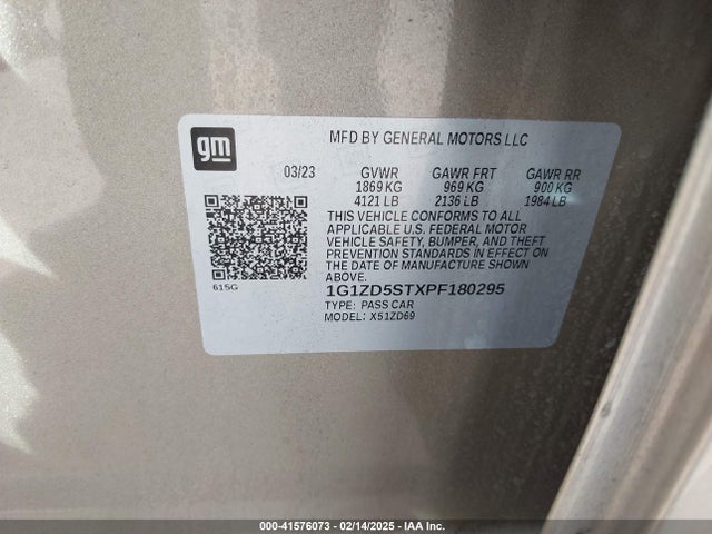 1G1ZD5STXPF180295 Chevrolet Malibu Fwd 1lt