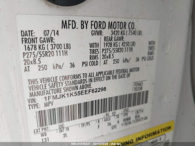 1FMJK1K55EEF62298 Ford Expedition El Limited