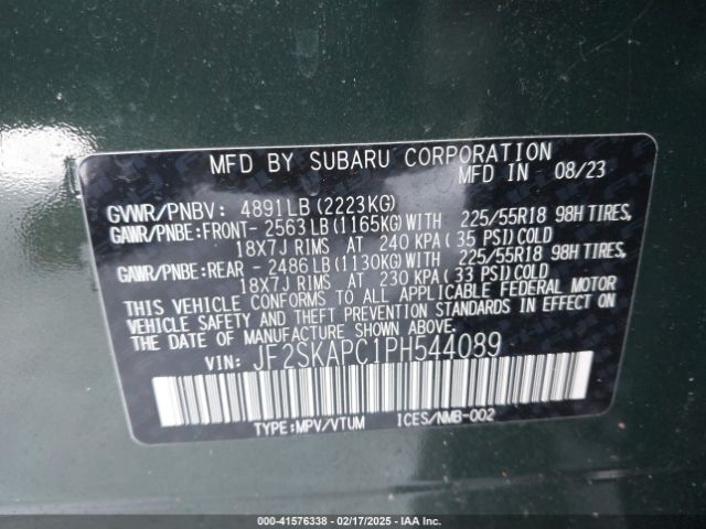 JF2SKAPC1PH544089 Subaru Forester Limited