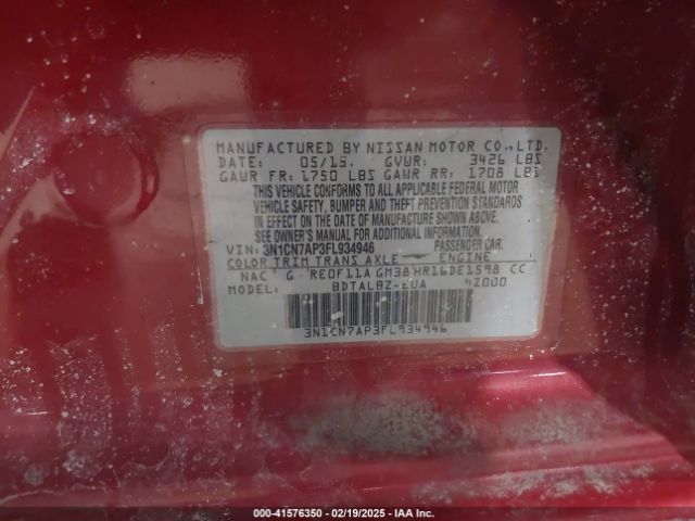 3N1CN7AP3FL934946 Nissan Versa 1.6 S/1.6 S+/1.6 Sl/1.6 Sv